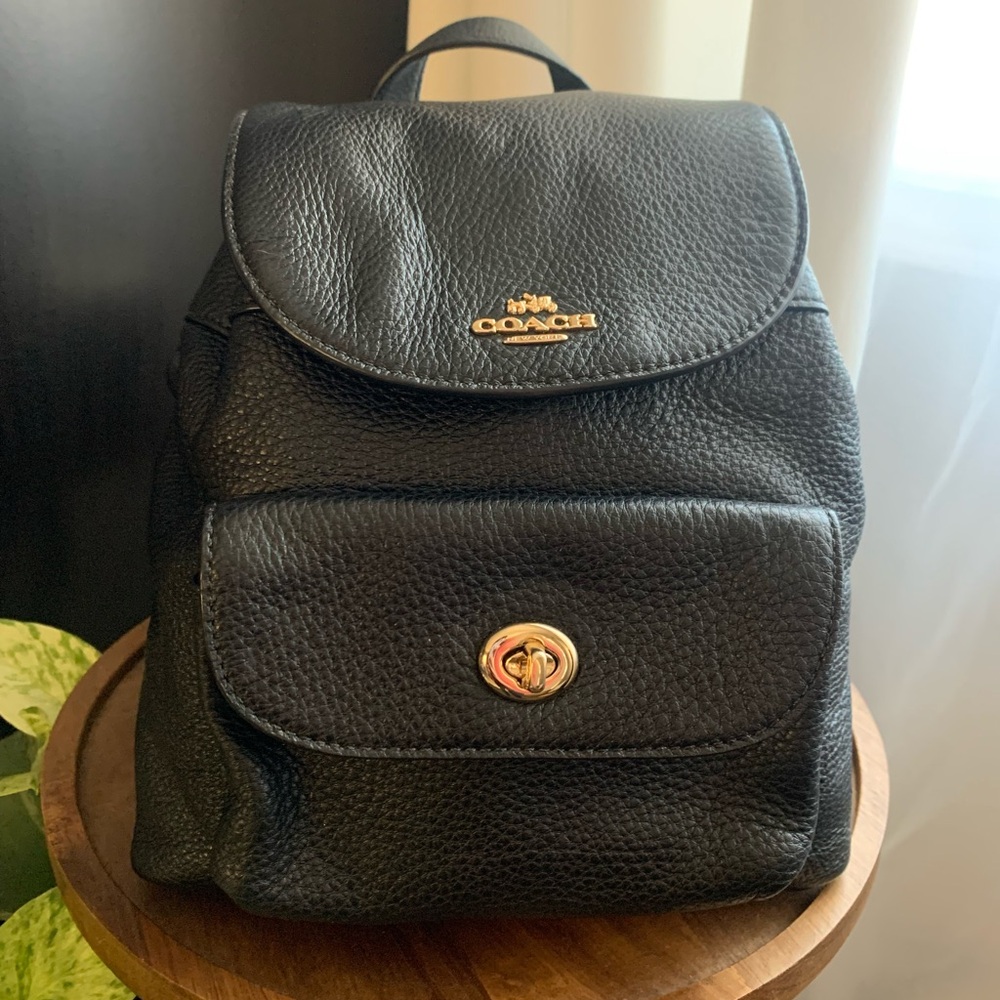 Coach Billie Mini Backpack Black Pebbled Leather F37621